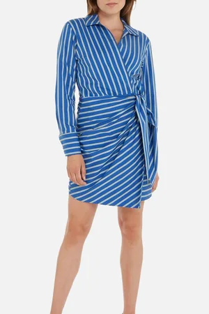 Tommy Hilfiger Co Stripe Short Wrap Cotton Shirt Dress - IT 36/UK 8