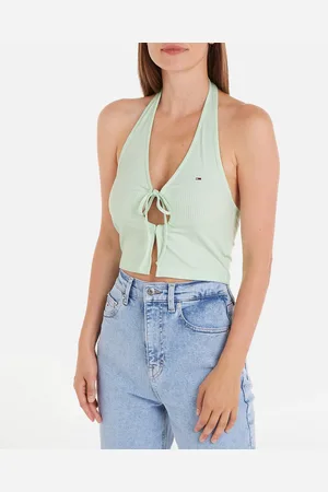 Tommy Hilfiger Halter Neck Ribbed Knit Top - XL