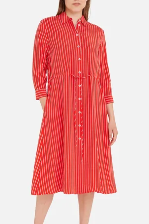 Tommy Hilfiger Striped Cupro Midi Shirt Dress - IT 34/UK 6