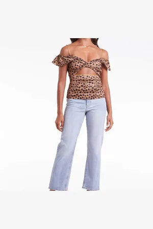 Never Fully Dressed Twist-Front Leopard-Print Satin Top - UK 10