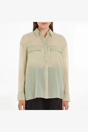 Calvin Klein Oversized Nylon-Chiffon Shirt - XS
