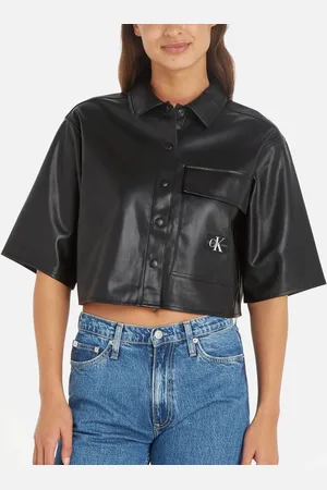Calvin Klein Boxy Faux Leather Overshirt - XS