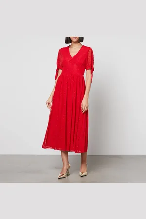 Never Fully Dressed Heart Flocked Chiffon Midi Dress - UK 6