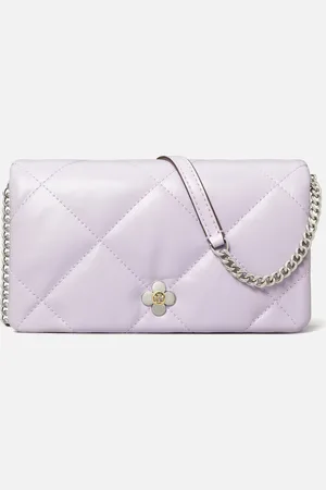 Tory Burch Kira Clover Diamond-Quilted Leather Chain Wallet