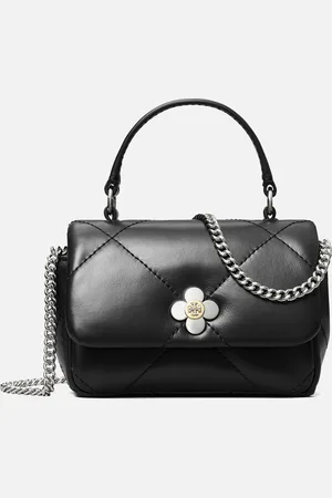 Tory Burch Kira Clover Diamond-Quilted Micro Chain Wallet