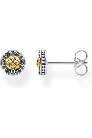Thomas Sabo Ear studs cross black stones gold multicoloured