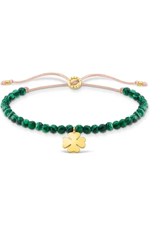Thomas Sabo Bracelet green pearls cloverleaf gold green