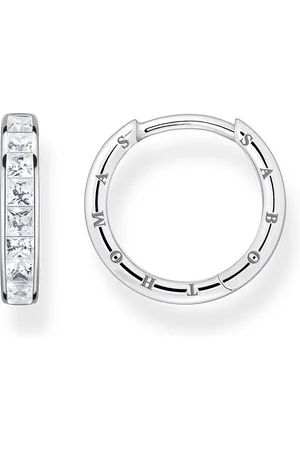 Thomas Sabo Hoop earrings with white stones pavé silver white