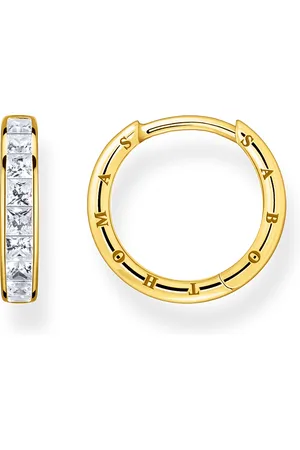 Thomas Sabo Hoop earrings with white stones pavé gold plated white