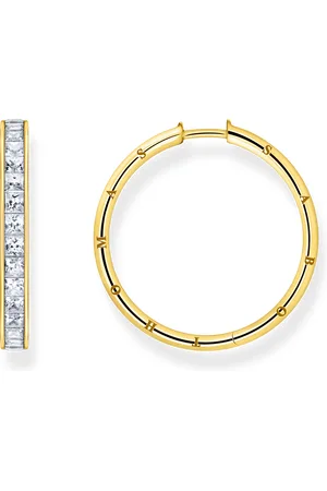 Thomas Sabo Hoop earrings white stones pavé gold white