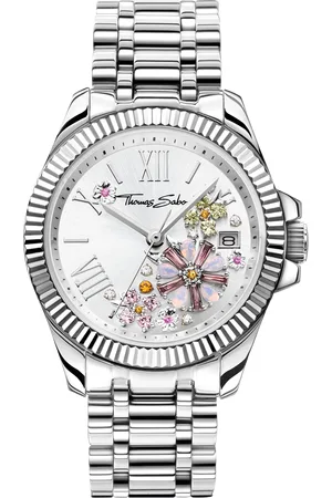 Thomas Sabo Women’s watch flowers from pastel colored stones silver-coloured