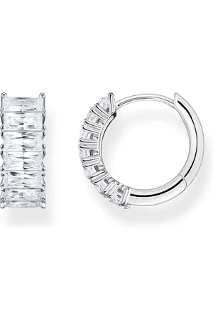 Thomas Sabo Hoop earrings with white stones pavé silver white