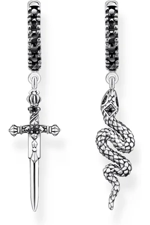 Thomas Sabo Hoop earrings blackened snake and sword black