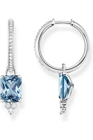 Thomas Sabo Hoop earrings with aquamarine-coloured and white stones silver blue