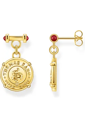 Thomas Sabo Earrings with disc gold plated red