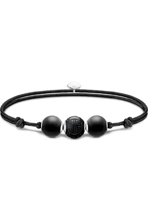 Thomas Sabo Bracelet Karma Secret with black obsidian Beads matt black