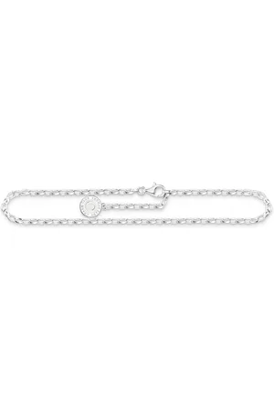 Thomas Sabo Member Charm anklet with white Coin silver silver-coloured