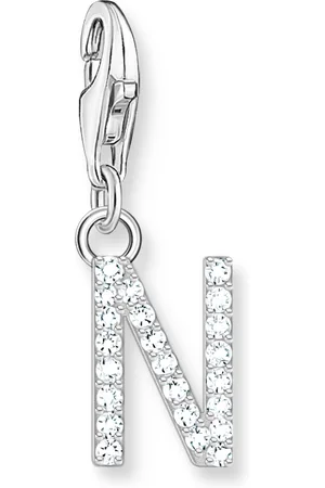 Thomas Sabo Charm pendant letter N with white stones silver white