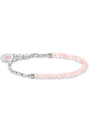 Thomas Sabo Member Charm bracelet with beads of rose quartz and Coin silver pink
