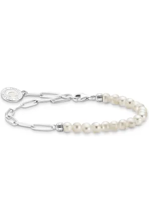 Thomas Sabo Member Charm bracelet with white pearls and Coin silver white