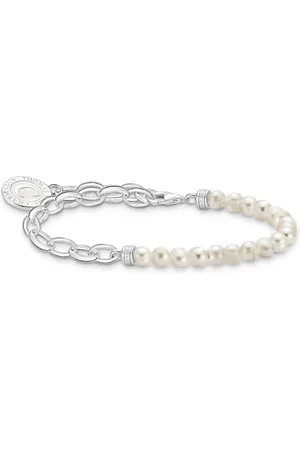 Thomas Sabo Member Charm bracelet with white pearls and disc silver white