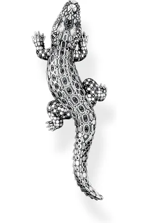 Thomas Sabo Blackened silver pendant crocodile with black and green stones multicoloured