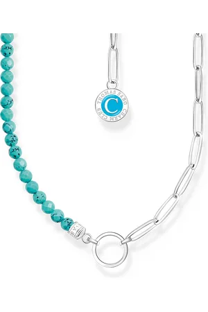 Thomas Sabo Member Charm necklace with turquoise beads and disc silver turquoise