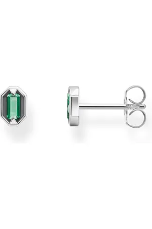 Thomas Sabo Blackened silver ear studs with crocodile eyes and green stones green