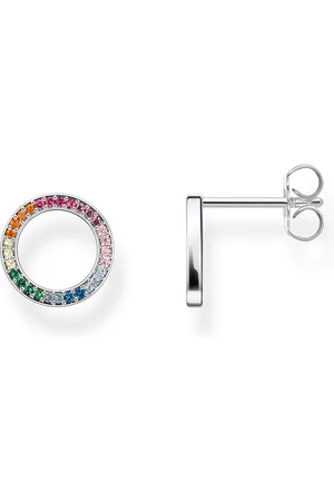 Thomas Sabo Blackened Silver ear studs Together round with coloured stones multicoloured