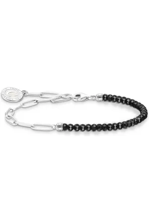 Thomas Sabo Member Charm bracelet with black onyx beads and disc silver black