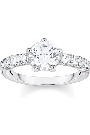 Thomas Sabo Silver solitaire ring with white zirconia in different sizes white