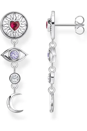 Thomas Sabo Silver earrings with different 3D symbols and colourful stones multicoloured