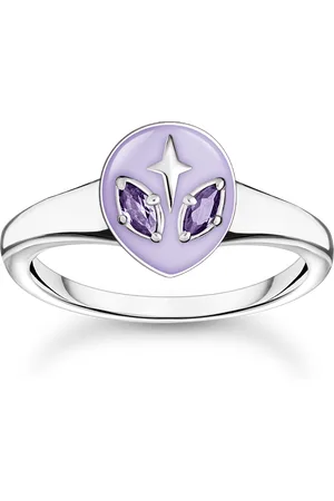 Thomas Sabo Ring with alien head and violet stones silver violet