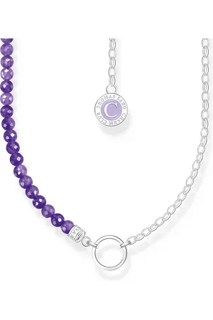 Thomas Sabo Member Charm necklace with violet imitation amethyst beads silver violet