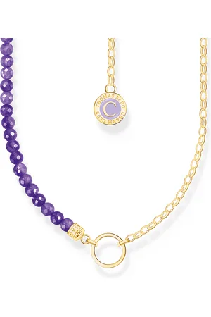 Thomas Sabo Member Charm necklace with violet beads yellow-gold plated violet
