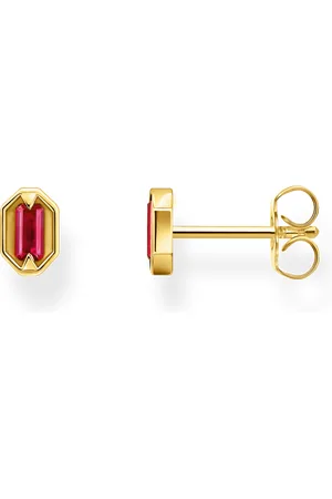 Thomas Sabo Small yellow-gold plated ear studs with red stones red