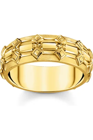 Thomas Sabo Wide yellow-gold plated band ring with crocodile detailing yellow gold coloured
