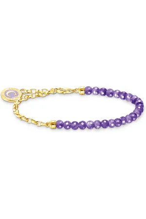 Thomas Sabo Member Charm bracelet with violet beads yellow-gold plated violet