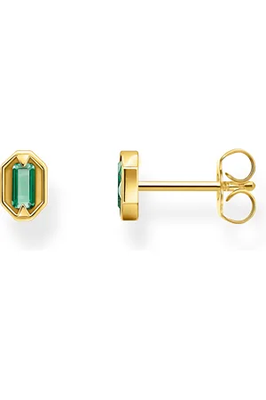 Thomas Sabo Small yellow-gold plated ear studs with green stones green
