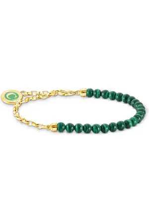 Thomas Sabo Member Charm bracelet with green beads yellow-gold plated green