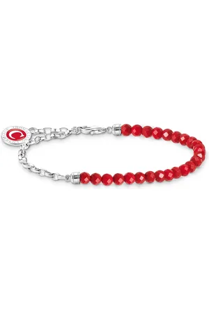 Thomas Sabo Silver member charm bracelet with red beads red