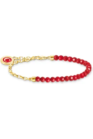 Thomas Sabo Gold-plated member charm bracelet with red beads red