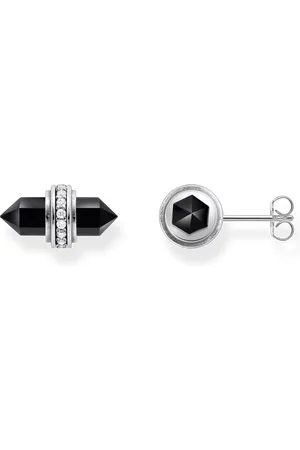 Thomas Sabo Silver ear studs with hexagonal onyx black