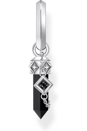 Thomas Sabo Silver blackened single hoop earring with onyx pendant black