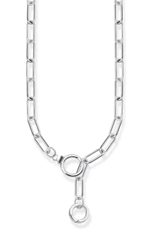 Thomas Sabo Silver blackened necklace with stone-studded ring clasp silver-coloured