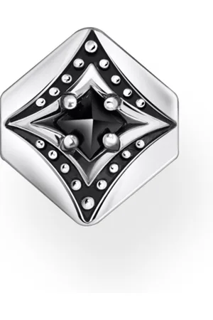 Thomas Sabo Silver blackened single ear stud with black zirconia and pattern black