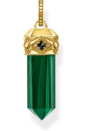 Thomas Sabo Gold-plated pendant with hexagon-cut green malachite green