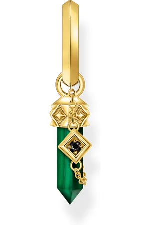 Thomas Sabo Gold-plated single hoop earring with green malachite pendant green