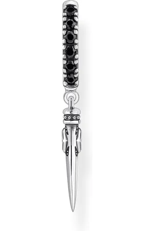 Thomas Sabo Silver blackened single hoop earring with wolf