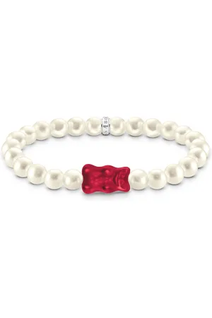 Thomas Sabo Silver pearl bracelet with red goldbears red